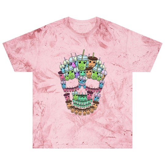 Bubble Tea Skull Blast T Shirts Men Boba Tea
