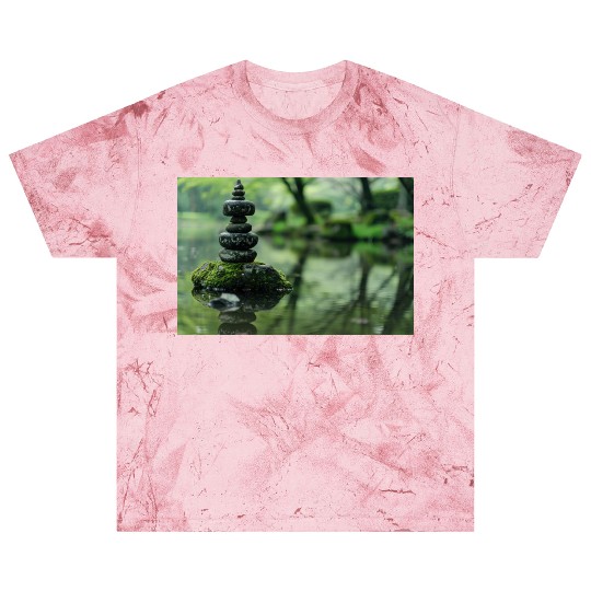 Zen Stone Stack Reflected in Tranquil Pond Blast T Shirts