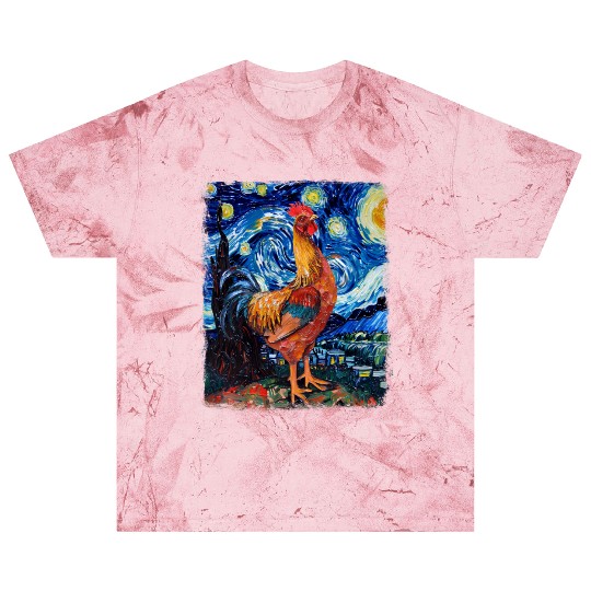 Chicken Farm Farmer Farming Starry Night Painting Blast T Shirts