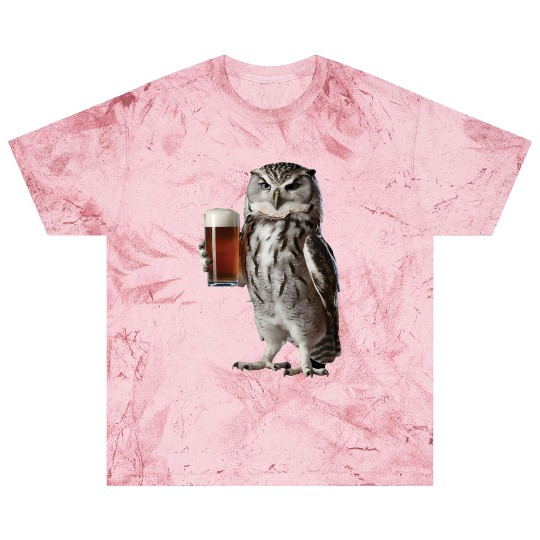 Owl Drinking Beer Realistic Blast T Shirts