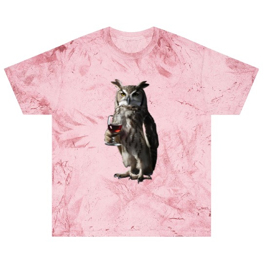 Owl Drinking Wine Realistic Blast T Shirts
