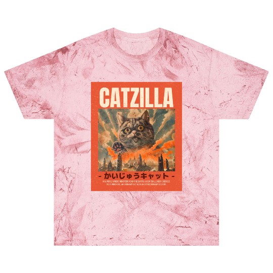 Catzilla Vintage Japanese Funny Angry Cat Blast T Shirts