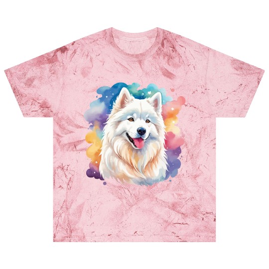 Samoyed Dog Watercolor Blast T Shirts