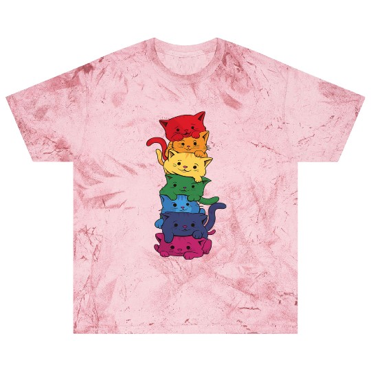 Funny LGBT Cat Stack Rainbow Gay Pride Blast T Shirts