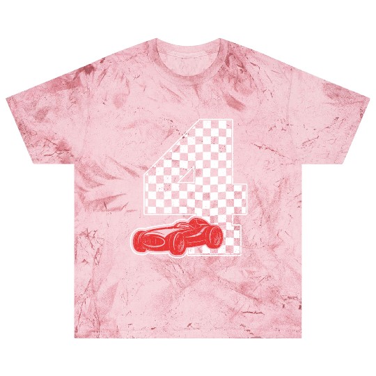 Boy 4 Four Race Car 4th Birthday Racing Car Flag Blast T Shirts