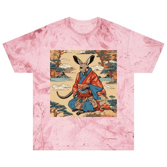 Retro Ukiyo-e Style Kangaroo Caricature Blast T Shirts