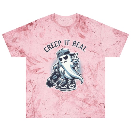 Cool Halloween Ghost with Skateboard Creep It Real Blast T Shirts