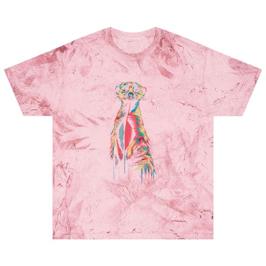 Vibrant Meerkat Illustration Neon Colors Blast T Shirts