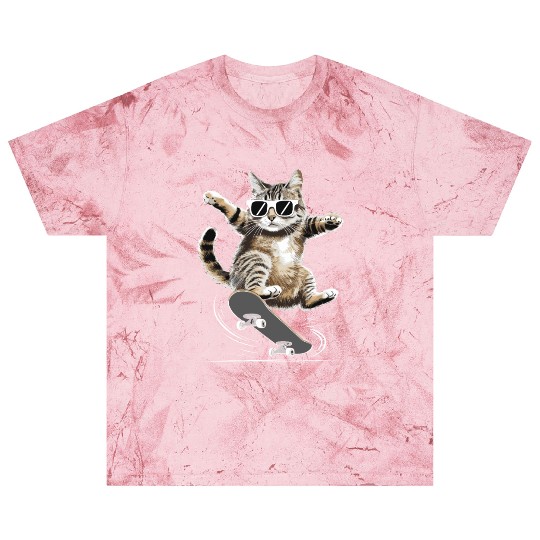 Cat Wearing Sunglasses Riding Skateboard Blast T Shirts