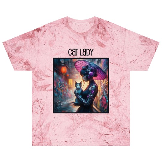 Cat Lady (Cyberpunk) Street Art v2 Blast T Shirts