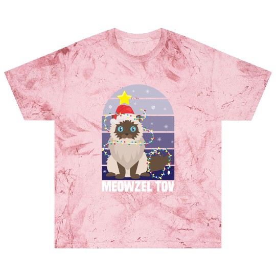 Meowzel Tov Hanukkah Black Cat Christmas Lights Blast T Shirts