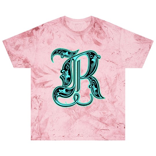 Neon Ornate Letter R Design Blast T Shirts