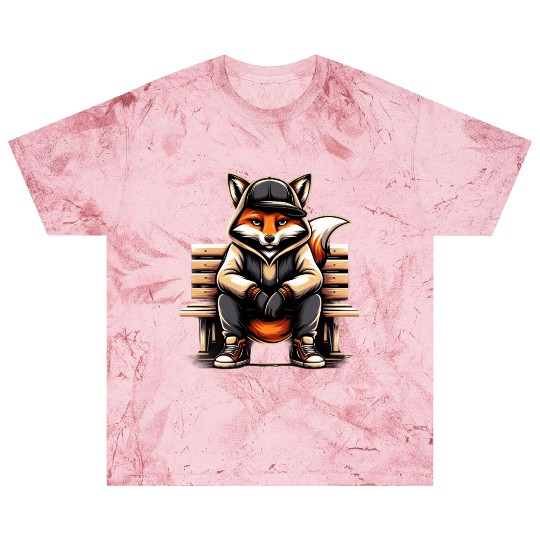 A Cartoon Fox Sitting On A Park Bench Blast T Shirts