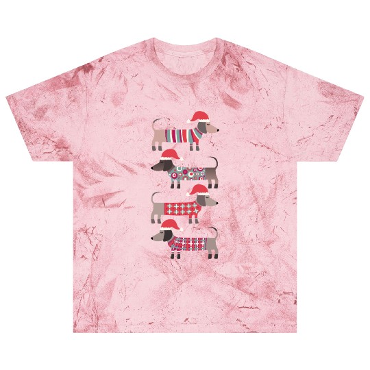 Christmas Dachshund Wiener Dogs in Santa Hats Blast T Shirts