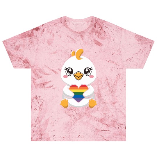 Adorable Chick Holding Rainbow Heart LGTBQ Blast T Shirts