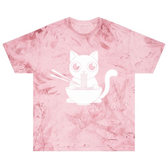 Cute Cat Eating Ramen Kawaii Food Design Blast T Shirts
