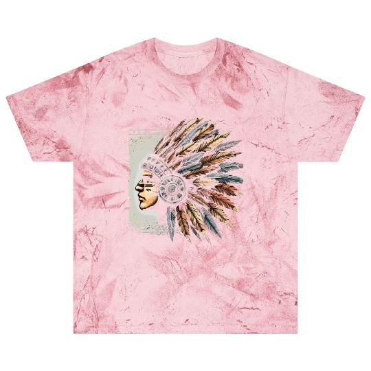 Aztec Warrior Mask with Tribal Art and Ancient Blast T Shirts