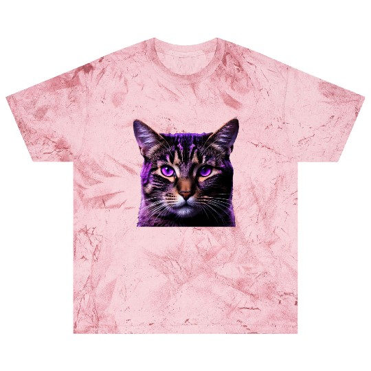 Vivid Lilac-Eyed Tabby Cat Portrait Blast T Shirts