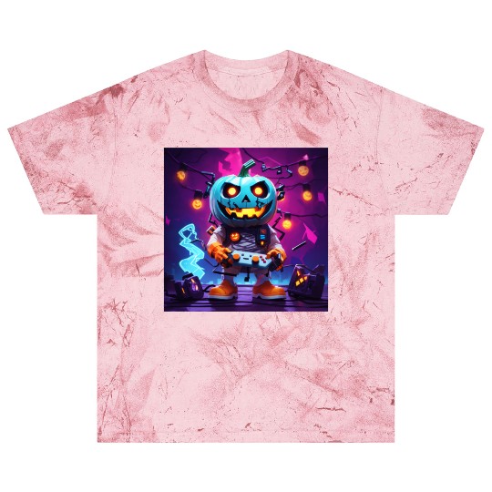 Pumpkin Gamer Halloween Neon Vibes Fun Design Blast T Shirts