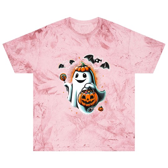 Happy Ghost Trick-or-Treating with Bats and Pumpki Blast T Shirts