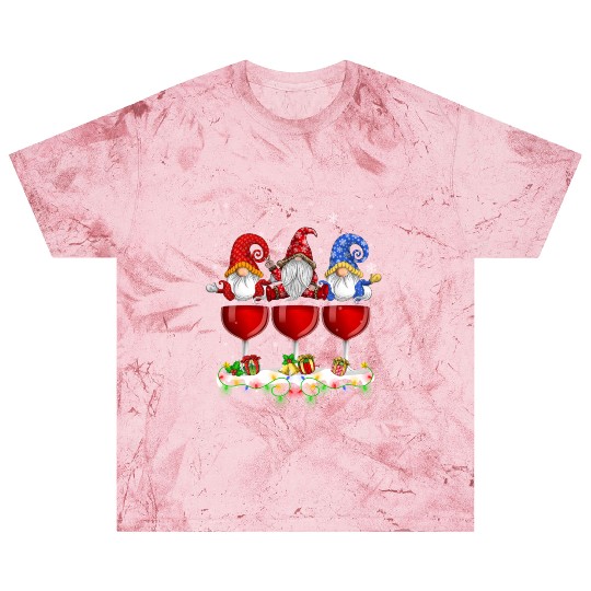 Three Glasses Of Wines Christmas Cute Gnomes Blast T Shirts