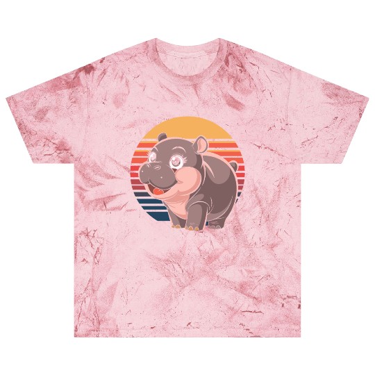 Adorable Moo Deng Hippo Sunset Vibes Blast T Shirts
