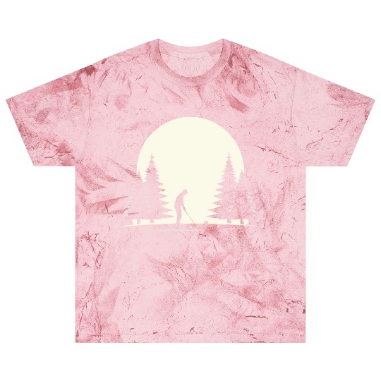 Monochrome Golf Scene – Player Amongst Pine Trees Blast T Shirts