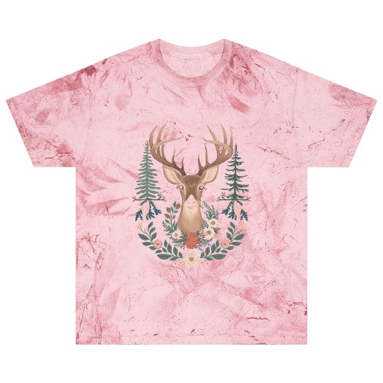 Cottagecore Deer with Floral Wreath and Evergreen Blast T Shirts