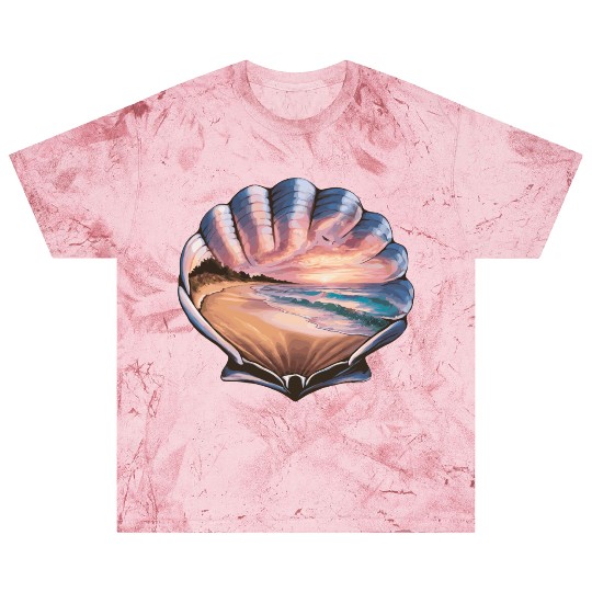 Seashell Beach Scene Serene Ocean Landscape Blast T Shirts