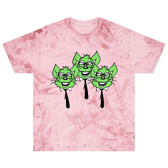 3 Smart Nerd Cats Horn-Rimmed Glasses Geek Tie Fun Blast T Shirts