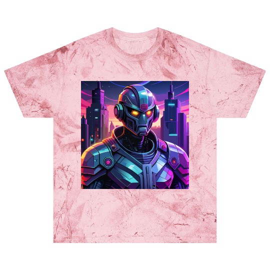 "Cyber Sentinel: Futuristic Robot in a Neon City" Blast T Shirts