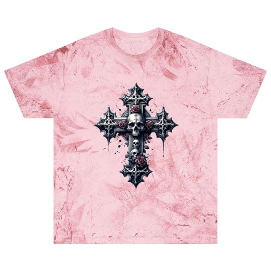 Gothic Cross Collection - Skulls and Red Roses Blast T Shirts