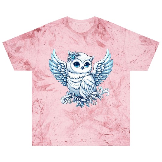 Cute snowy owl blue eyes angel wings cartoon Blast T Shirts