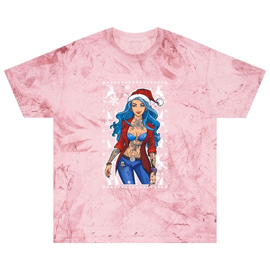 03 Sexy Christmas Woman Blue Hear Deer Tattoos Blast T Shirts