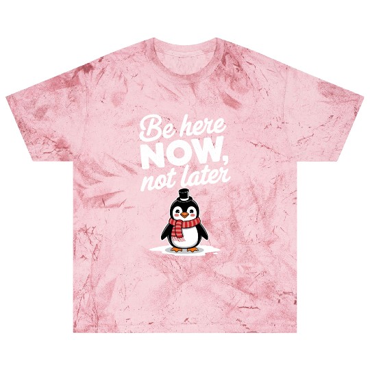 Be Here Now Mindfulness Penguin Message Blast T Shirts