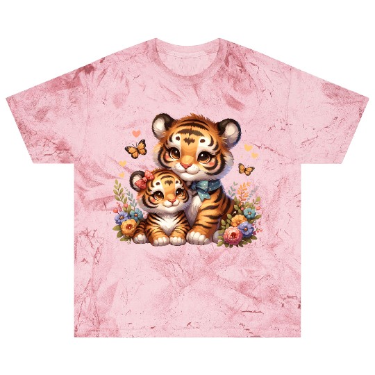 Adorable Tiger Cubs Surrounded by Butterflies and Blast T Shirts