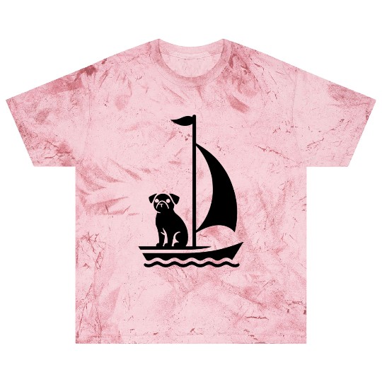 Pug in Boat Silhouette Sailing Minimalist Blast T Shirts