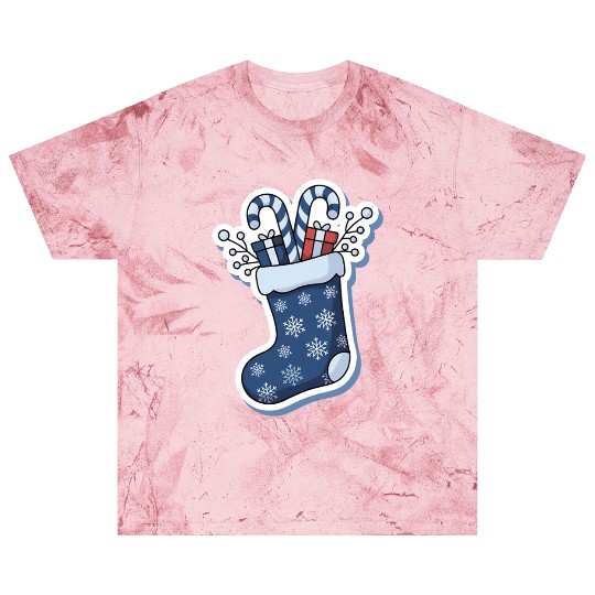 Christmas Stocking Candy Canes Blue And White Blast T Shirts