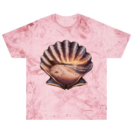 Seashell Beach Scene Serene Ocean Landscape Blast T Shirts