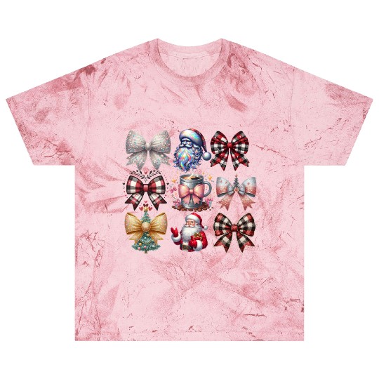Coquette Bow Santa Christmas Tree Cake Candy Blast T Shirts