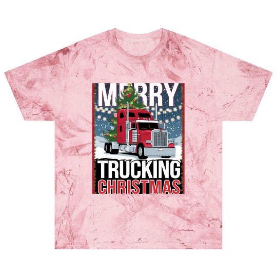 Merry Trucking Christmas Festive Semi-Truck Card Blast T Shirts