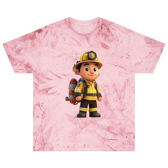 Friendly Firefighter Cartoon Character Blast T Shirts