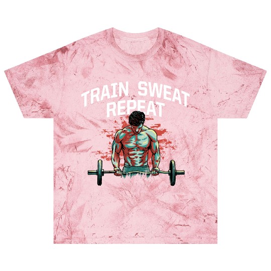 Train Sweat Repeat Funny Workout Humor Gym Sayings Blast T Shirts