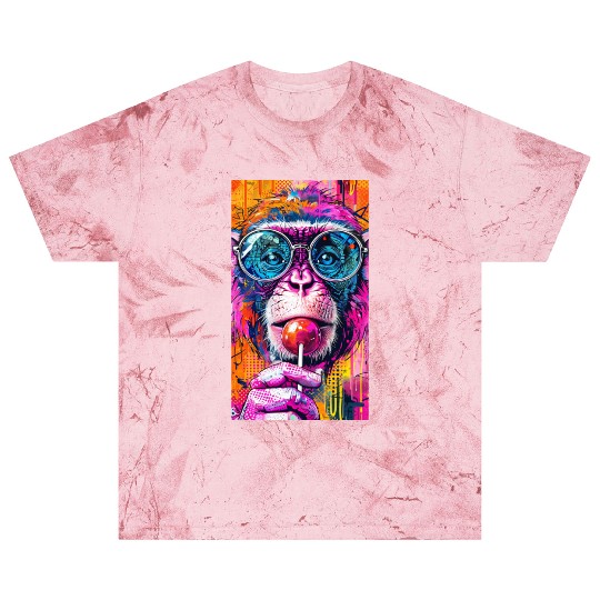 Digital Art Monkey With Lollipop Graffiti Elements Blast T Shirts
