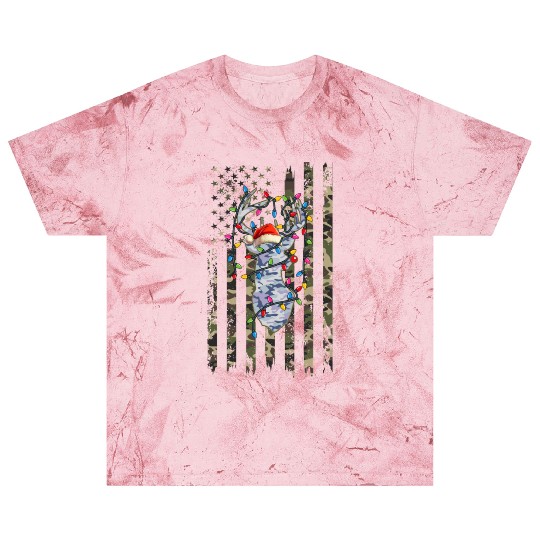 Christmas Camo Hunting Reindeer Deer Xmas Lights Blast T Shirts