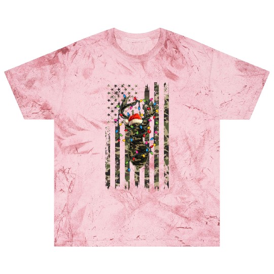 American Flag Christmas Camo Hunting Reindeer Xmas Blast T Shirts