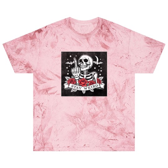 Stay weird skeleton middle finger Blast T Shirts