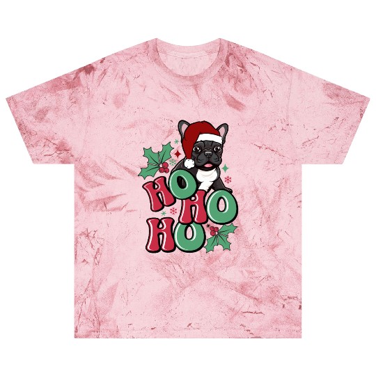HO HO HO French Bulldog Holly Leaf Funny Blast T Shirts