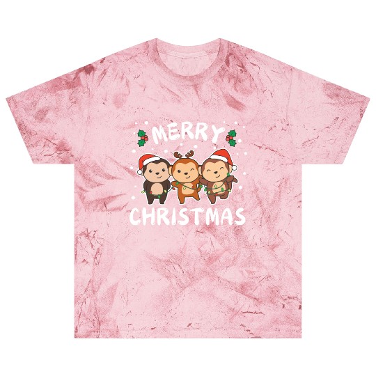 Merry Christmas Cute Monkey Festive Lights Monkey Blast T Shirts