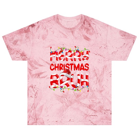 Merry Christmas Bruh Xmas Lights Santa Hat Candy Blast T Shirts
